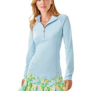 Lilly Pulitzer Luxletic Justine Half Zip Top UPF 50 Athleisure Blue Size XXL NWT